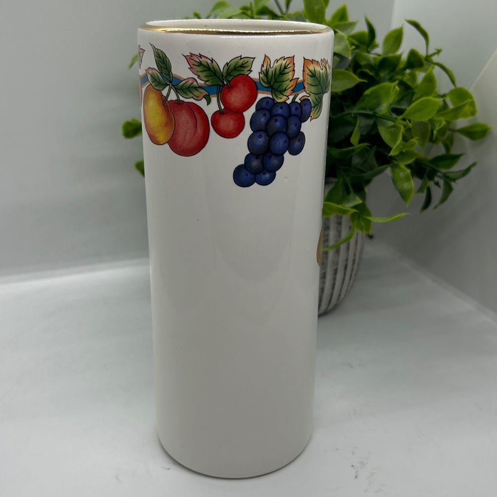 Floral and Fruit Design Ceramic Vase 
8”X 3” inches. MADE IN JAPAN - Picture 5 of 10